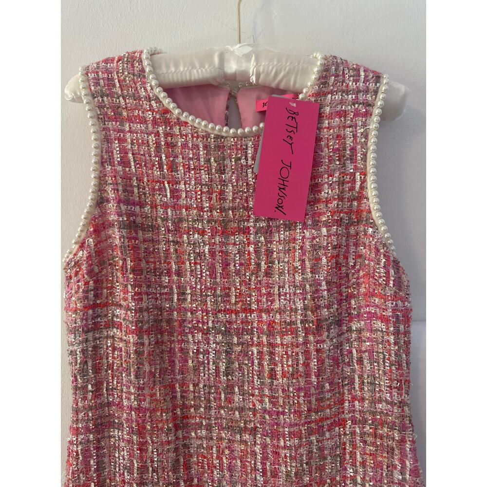 Betsey Johnson stunning Pink Tweed Dress with Pearl Detailing size 10 NWT - Picture 4 of 12